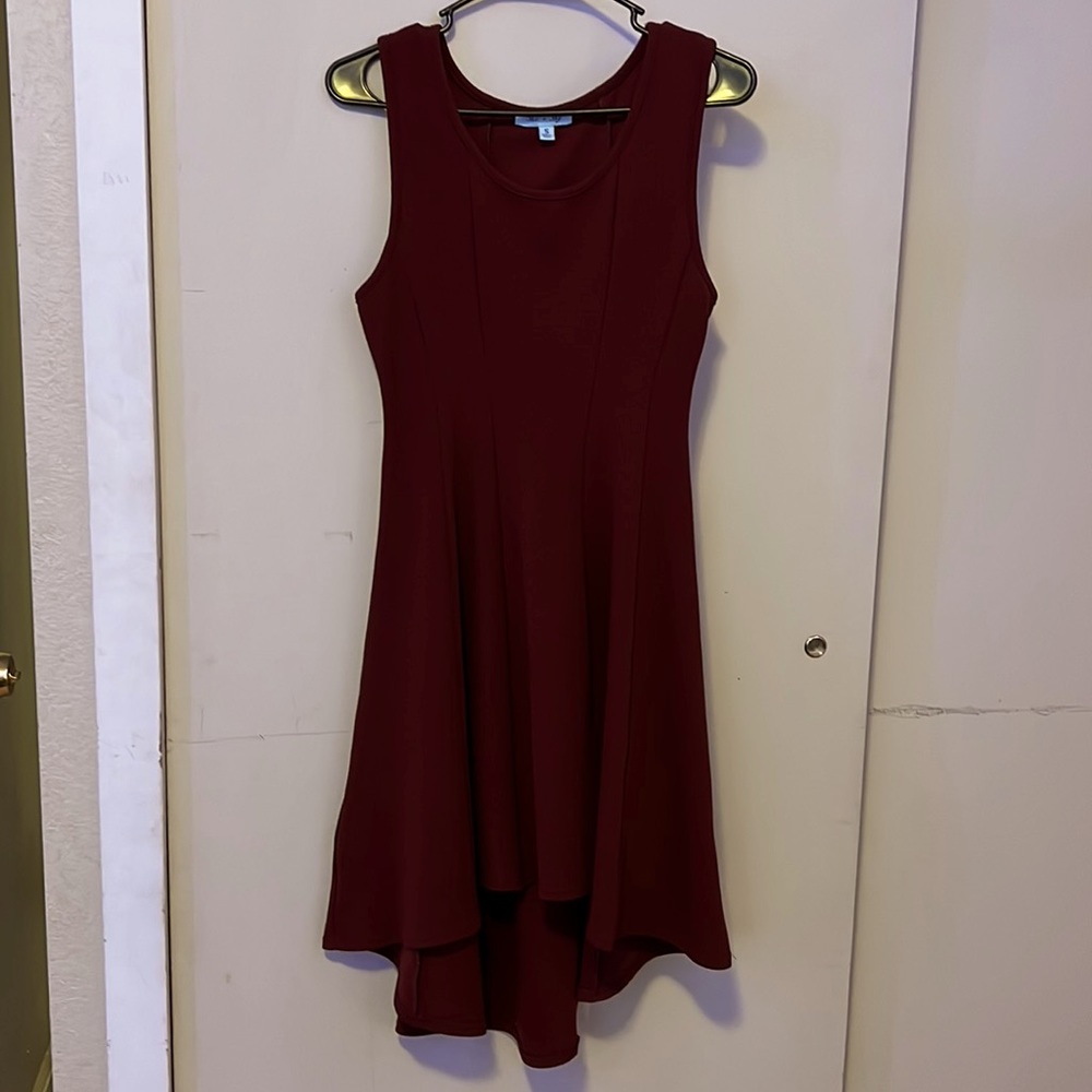 High low rippled skirt red occasion dress